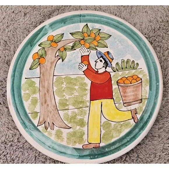Nino Parrucca Pottery Modernist Plate 8.5" Made in Italy #148‎ Orange Harvest - Picture 1 of 3